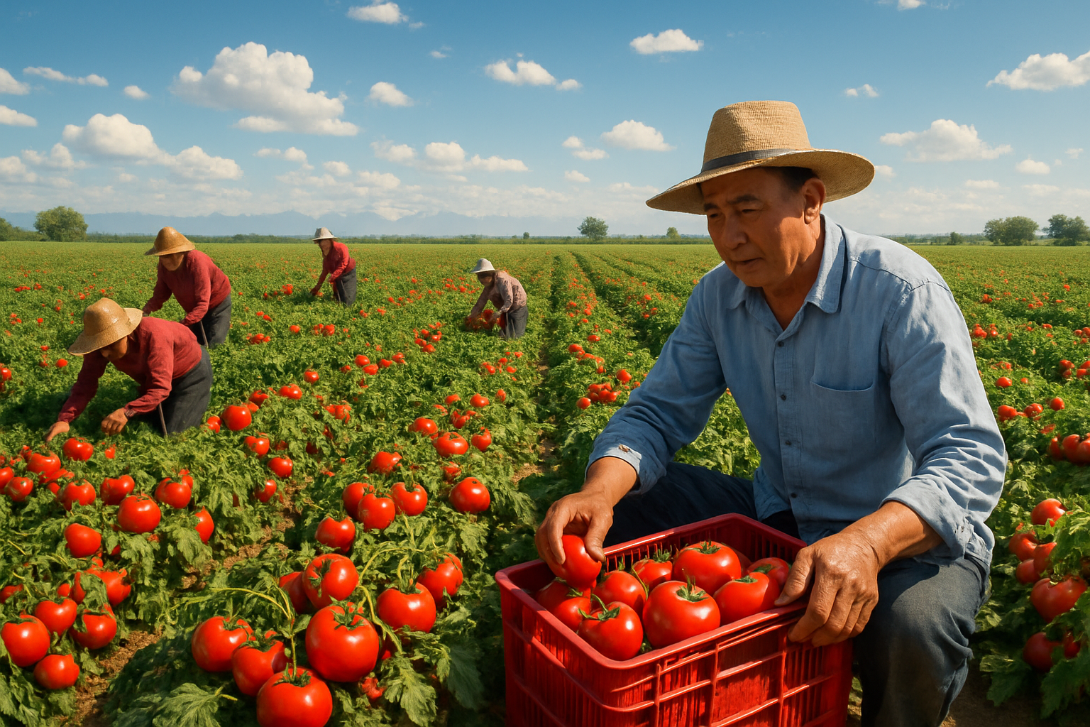 新疆番茄种植基地航拍